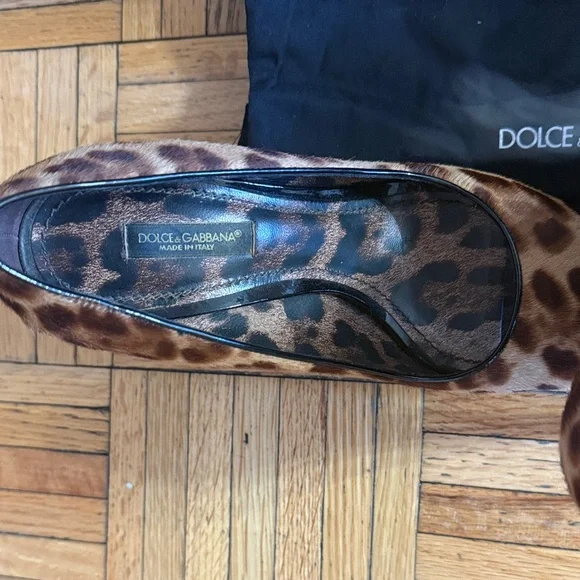Dolce & Gabbana Leopard pony hair peep toe stiletto pumps size 36 fits US sz 6.5 - Picture 3 of 16